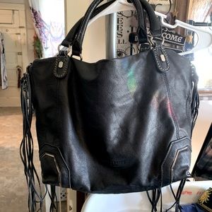 LIEBESKIND BLACK PURSE WITH FRINGE